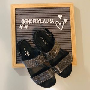 ALDO EOWENNA black rhinestone sandal size 6